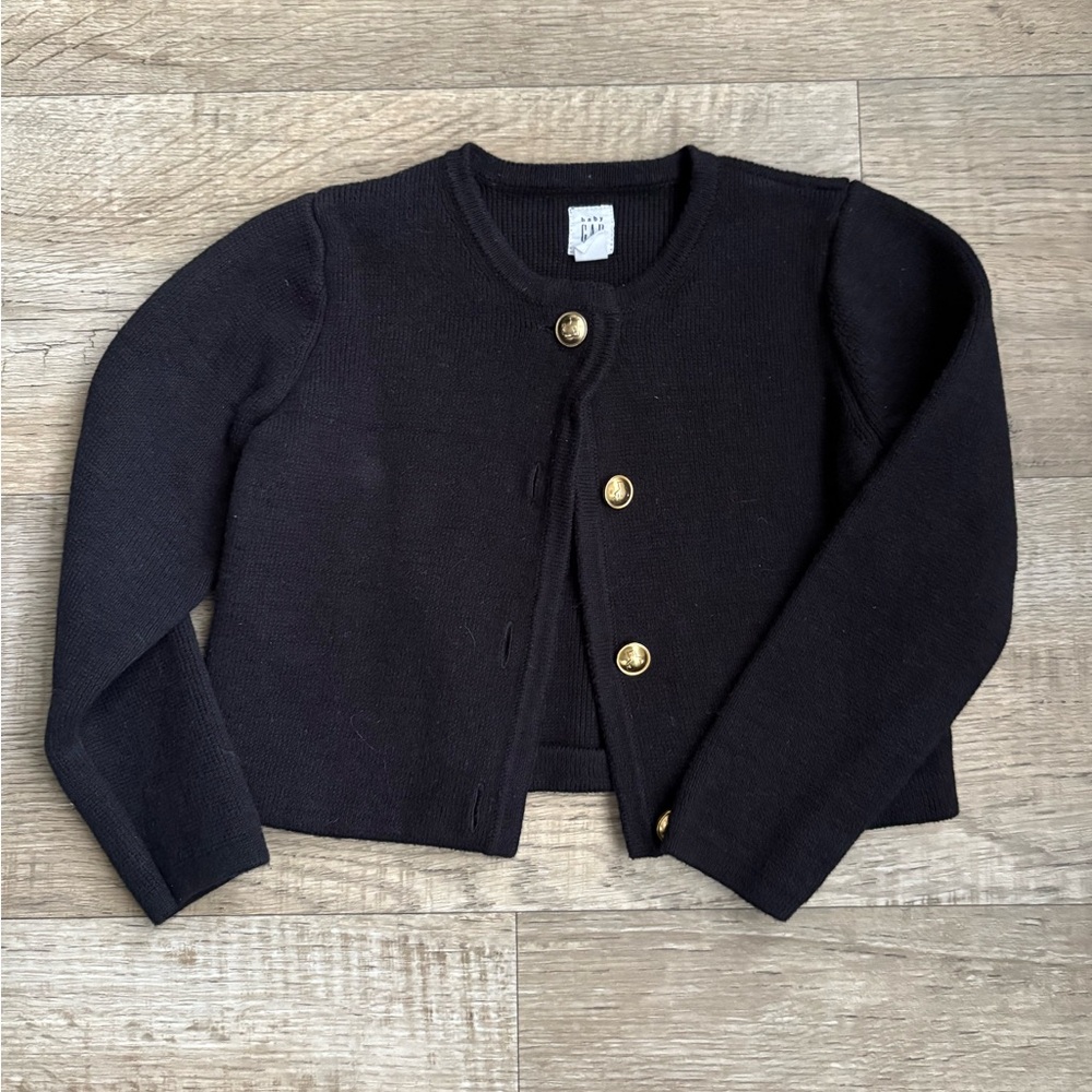 Baby Gab Black Cardigan with Gold Bear Buttons Sz 5 Toddler